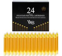 Wordsworth & Black Paquete De 24 Recambios De Tinta Para Pluma Estilográfica Juego De 24 Cartuchos De Tinta Amarillo- Tamaño Estándar Internacional - Longitud Apr 1.5" - Diámetro De La Base Apr 0.24"