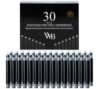 Wordsworth & Black Paquete de 30 Recambios de Tinta para Pluma Estilográfica - Juego de 30 Cartuchos de Tinta Negra - Tamaño Estándar Internacional APPR 0.24" - Desechable y Genérico