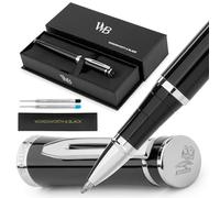 Wordsworth & Black Rollerball Pen - Bolígrafo de Lujo - Acabado en Cromo, Laca Negra, Recarga de Tinta, Recargable, Regalo para Hombres & Mujeres, Escritura Profesional, Bonitos Bolígrafos Elegantes