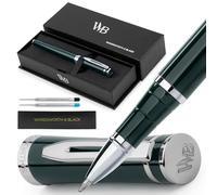 Wordsworth & Black Rollerball Pen - Bolígrafo de Lujo - Acabado en Cromo, Laca Verde, Recarga de Tinta, Recargable, Regalo para Hombres & Mujeres, Escritura Profesional, Bonitos Bolígrafos Elegantes