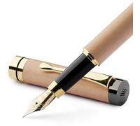 Wordsworth & Black's Juego De Pluma Estilográfica, Lujosa Madera De Bambú, Punta Extrafina, Estuche De Regalo; 6 Cartuchos De Tinta, Convertidor De Recarga De Tinta - Caligrafía [Madera De Arce]