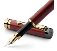 Wordsworth & Black's Juego De Pluma Estilográfica, Lujosa Madera De Bambú, Punta Extrafina, Estuche De Regalo; 6 Cartuchos De Tinta, Convertidor De Recarga De Tinta: Caligrafía; Dibujo [Palo De Rosa]