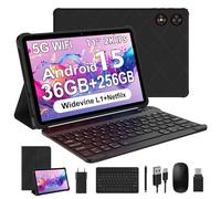 WOREGOO 11 Pulgadas Android 15 Tablet, 5G WiFi, Octa-Core, 36GB RAM+256GB ROM (1TB TF), 2000x1200 FHD Display, Widevine L1/8+13MP/8000mAh/GMS/GPS, con Teclado+Ratón (Negro)