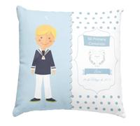 Worfull Regalos Cojín comunión niñas y niños. Regalos comunión Personalizados con Nombre y Texto y Cambios de Color de Pelo. Cojín Personalizado. Varios diseños. (Niño Rubio)
