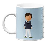 Worfull Regalos Taza comunión personalizada, taza original, taza con nombre y fecha un día especial para un regalo único (Niño Moreno)