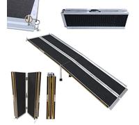 WORHAN 2.44m Rampa Plegable Carga Silla de Ruedas Discapacitado Movilidad Aluminio Anodizado Modelo de Alta Adherencia 244cm R8J