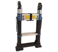 WORHAN 3.2m Escalera Doble Telescopica Estabilizadores Retráctiles Pro Multiuso Multifuncional Plegable Tijera Aluminio Anodizado Nueva Generación Calidad Alta 320cm K3.2A