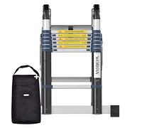 WORHAN 4.4m Escalera Doble Telescopica Pro Multiuso Multifuncional Plegable Tijera Aluminio Anodizado Nueva Generación Calidad Alta 440cm K4.4C+Bag