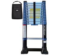 WORHAN 4.4m Escalera Telescopica Pro 440cm ESTABILIZADOR RETRÁCTIL Función Espaciadora de Pared Incorporada Multiuso Multifuncional Aluminio Anodizado Normativa EN131 1K4.4+Bag