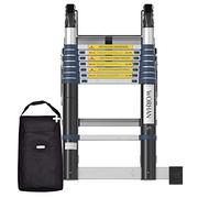 WORHAN 5m Escalera Doble Telescopica Pro Multiuso Multifuncional Plegable Tijera Aluminio Anodizado Nueva Generación Calidad Alta 500cm K5C+Bag