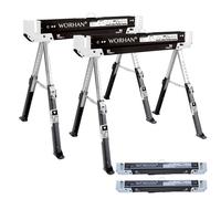 WORHAN® Caballetes x2 Estables y Resistentes Banco de Trabajo Pies Ajustables Antideslizantes Ajuste Rápido Plegable S600B