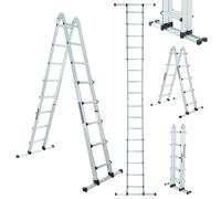 WORHAN Escalera Telescópica Extensible Aluminio 555cm con Estabilizador Escalera de Tijera Robusta Versátil Plegable LG5.5