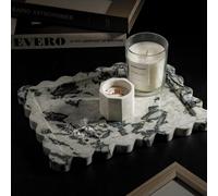 WORHE Bandeja de baño de mármol, bandeja de piedra rectangular ondulada rectangular para joyas, perfume, maquillaje calacatta viola bandeja decorativa para baño y encimera de cocina WH048