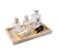 WORHE Italy WH038 - Bandeja Rectangular Decorativa de mármol Natural para perfumes, cosméticos, Velas, Organizador de Cocina, Mesa de café, Color marrón Claro