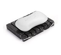 WORHE Jabonera de mármol de piedra natural, soporte de esponja autodrenante para baño, bañera, ducha, fregadero de cocina, jabonera rectangular hecha a mano, bandeja de anillo para decoración del