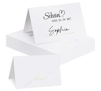woric 60 tarjetas de mesa «Schön dass du da bist», 110 x 85 mm, tarjetas de lugar para escribir uno mismo, para bodas, cumpleaños, bautizos