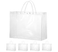 woric Paquete de 15 bolsas de regalo transparentes con asa, 15.7 x 5.9 x 11.8 pulgadas, bolsas de plástico grandes para pequeñas empresas, regalos de boda, fiesta, Navidad