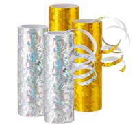 woric Paquete de 8 serpentinas doradas y plateadas, metálicas, decoración para fiestas de Año Nuevo 2026, cumpleaños, bodas (18 tubos cada uno)