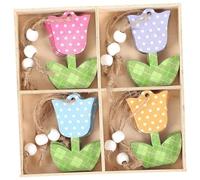 worien 12 Piezas Adornos de Tulipanes Letreros de Tulipanes de Madera Adornos de Flores de Tulipanes para el Día de la Madre Adornos de Verano Regalos de Árboles de Madera para el Hogar