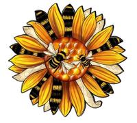 worien Festival de la Abeja de la Miel Estilo Pastoral Abeja Girasol Cartel de Madera Decoración del Porche del Hogar Cartel de Madera Colgante de Ventana