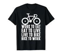 Work Eat Live Bike To Work Day Bicicleta Divertida Camiseta gráfica económica, Hombre, Negro, M