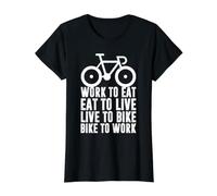 Work Eat Live Bike To Work Day Bicicleta Divertida Camiseta gráfica económica, Mujer, Negro, XS