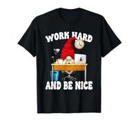 Work Hard and Be Nice GNOME For Women Funny Office Humor Camiseta