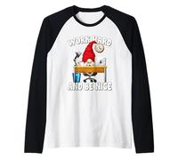 Work Hard and Be Nice GNOME For Women Funny Office Humor Camiseta Manga Raglan