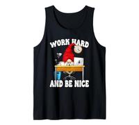 Work Hard and Be Nice GNOME For Women Funny Office Humor Camiseta sin Mangas