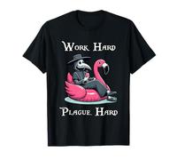 Work Hard Plague Hard Funny Plague Doctor Flamingo Camiseta