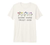 Work Hard Trust in God Jesus Bible Verse Christian Scripture Camiseta Premium