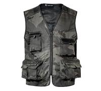 WORK IDEA Chaleco de trabajo al aire libre para hombre, chaleco de pesca multibolsillo, chaleco de campo ligero, chaleco de camuflaje, chaleco multifunción de verano, chaleco de pesca transpirable