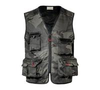 WORK IDEA Chaleco de Trabajo al Aire Libre para Hombre Multibolsillo - Transpirable y Ligero, Camuflaje Multifunción de Verano para Pesca y Campo