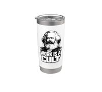 “WORK IS A CULT”, Karl Marx, Comunismo, Marx Vaso térmico de acero inoxidable de doble pared