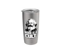 “WORK IS A CULT”, Karl Marx, Comunismo, Marx Vaso térmico de acero inoxidable de doble pared