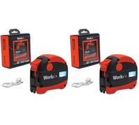 Work>it® Cinta Métrica con Medidor Láser 5m + 40m - Medición de Alta Precisión, Extremo Magnético, Carga USB (Paquete de 2)