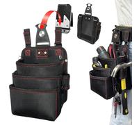 Work Pouch for Men, 3-Layer Waterproof Oxford Pack Holder, Durable Nylon Work Pouch with Multiple Pockets for Tools for Electricians Construction Carpentry Automotive Repair Camping (no belt)