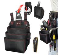 Work Pouch for Men, 3-Layer Waterproof Oxford Pack Holder, Durable Nylon Work Pouch with Multiple Pockets for Tools for Electricians Construction Carpentry Automotive Repair Camping (with belt)