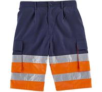 Work Team Bermuda combinada, con Dos Cintas Reflectantes. Hombre Marino+Naranja A.V. 40