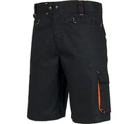 Work Team Bermuda Linea 6, Multibolsillos con Elástico en Laterales. Hombre Negro+Naranja A.V. 48