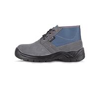 Work Team Bota de Serraje y Lona con Cordones. Tipo chiruca. Suela PU bidensidad. Puntera y Plantilla de Acero Hombre Gris 45