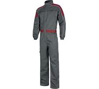 Work Team Buzo Recto con Cuello de Tira, canesú y Detalles bicolores. Hombre Gris+Granate 54