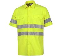 Work Team Camisa Manga Corta con un Bolso de Pecho y Cintas Reflectantes. Hombre Amarillo A.V. 48