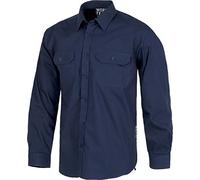 Work Team Camisa Manga Larga, Dos Bolsos de Pecho con Carteras. 100% Algodón. Hombre Marino 48