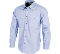 Work Team Camisa Manga Larga, Dos Bolsos de Pecho con Carteras. Hombre Celeste 42