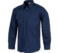 Work Team Camisa Manga Larga, Dos Bolsos de Pecho con Carteras. Hombre Marino 48