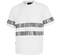 Work Team Camiseta Cuello Caja, Manga Corta, Cintas Reflectantes. Hombre Blanco M