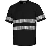 Work Team Camiseta Cuello Caja, Manga Corta, Cintas Reflectantes. Hombre Negro S