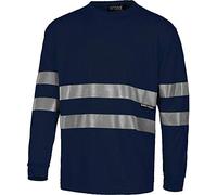 Work Team Camiseta Cuello Caja, Manga Larga, Cintas Reflectantes Hombre Marino 3XL