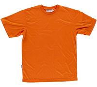 Work Team Camiseta de Alta Visibilidad de Manga Corta en poliéster. Corte clásico. Cuello Redondo en Punto canalé con cubrecosturas Interior. Tacto su Hombre Naranja A.V. XL